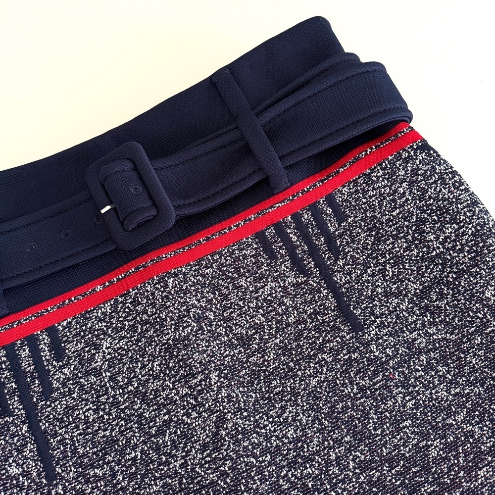 PRADA Jacquard Speckled Textured Mini Skirt with Belt in Size 44 - Picture 5 of 12